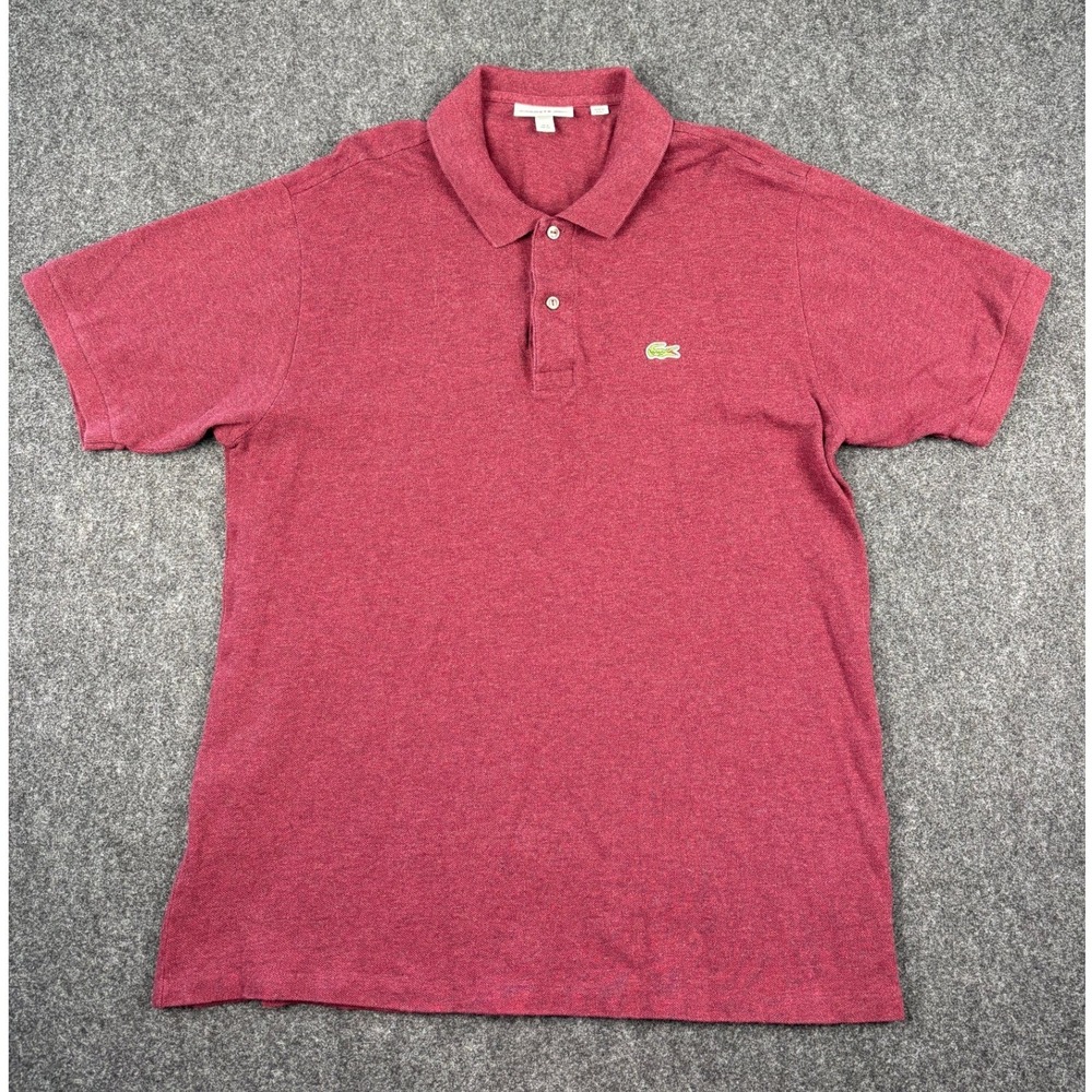 Lacoste Mens Classic Fit Polo Shirt Red Burgundy Cotton L1264 Size XL FR 6